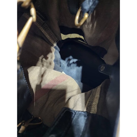 SOLD***Authentic Burberry Canvas Check Susanna Medium Hobo Bag Beige/Black - Picture 15 of 15